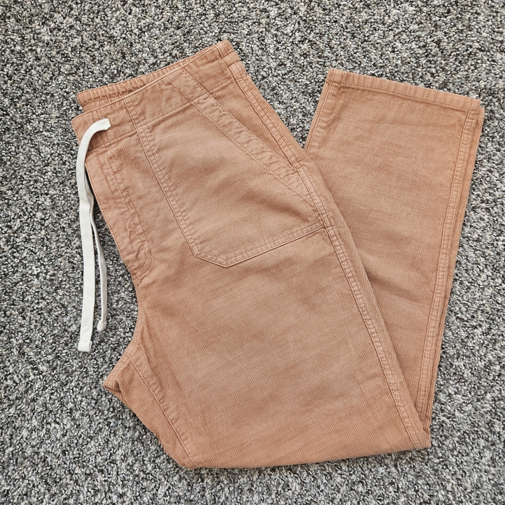 J.Crew Women's Medium Tie-Waist Camp Pant in Garment-Dyed Corduroy - Tan